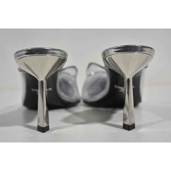 Prada Modellerie Clear PVC Silver Backless Pointed Sandal Mule Heel Pump 37.5 - Picture 11 of 12